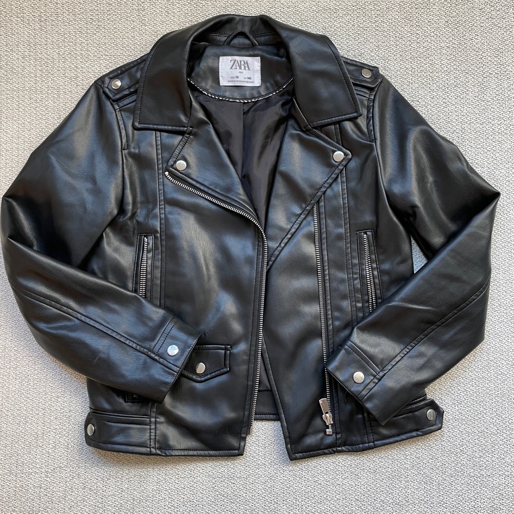 Girl’s Zara faux leather motorcycle jacket size 10